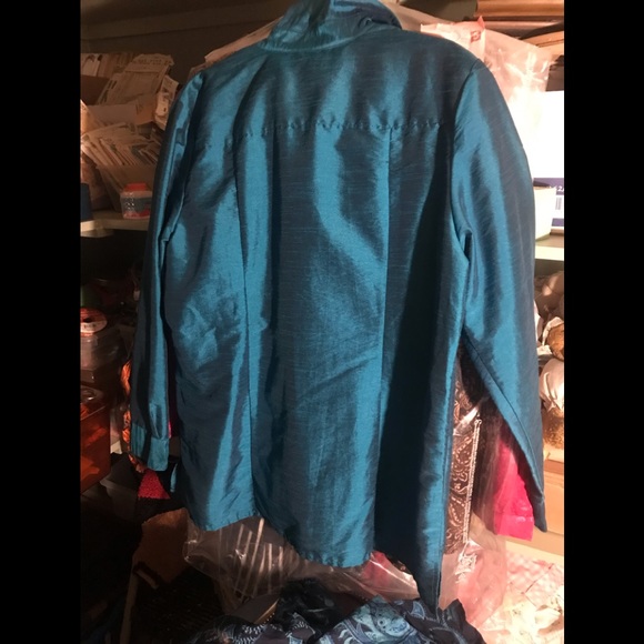 Chico’s Turquoise Blouse Size 3 - Picture 2 of 5
